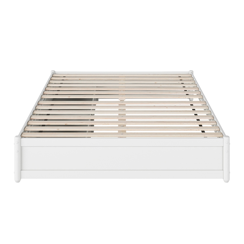 Barcelona Queen Panel Platform Bed with 2 Storage Drawers in White