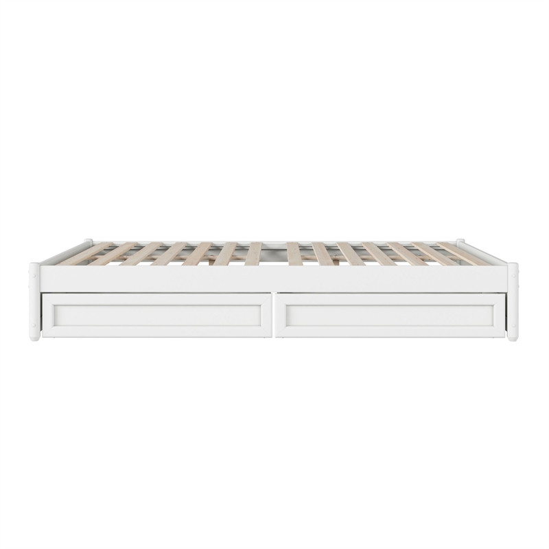 Barcelona Queen Panel Platform Bed with 2 Storage Drawers in White