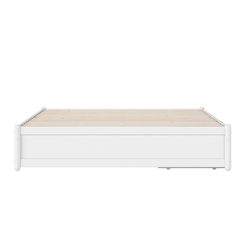 Barcelona Queen Panel Platform Bed with 2 Storage Drawers in White