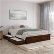 Barcelona Queen Panel Platform Bed with 2 Storage Drawers in Walnut