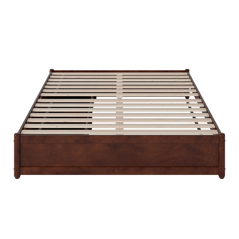 Barcelona Queen Panel Platform Bed with 2 Storage Drawers in Walnut