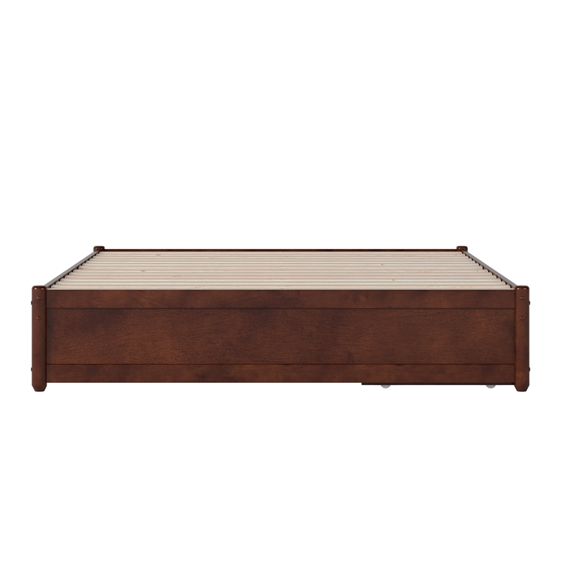 Barcelona Queen Panel Platform Bed with 2 Storage Drawers in Walnut