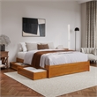 Barcelona Queen Panel Platform Bed with 2 Storage Drawers in Light Toffee