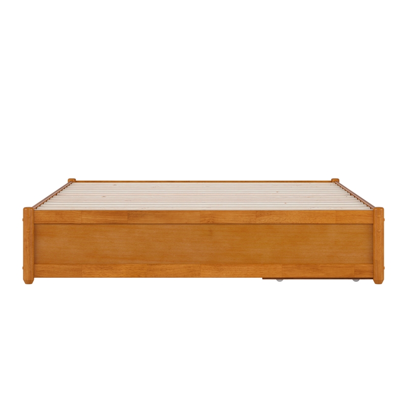 Barcelona Queen Panel Platform Bed with 2 Storage Drawers in Light Toffee