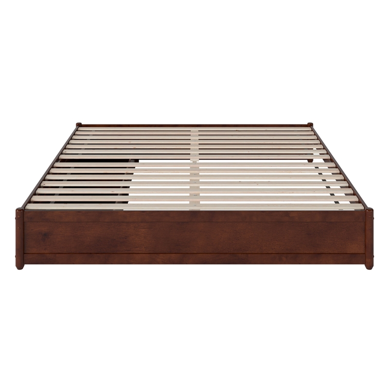 Barcelona King Panel Platform Bed with 2 Storage Drawers in Walnut