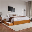 Barcelona King Panel Platform Bed with 2 Storage Drawers in Light Toffee
