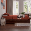 Barcelona Twin XL Solid Wood Panel Platform Bed with Twin XL Trundle in Walnut