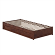 Barcelona Twin XL Solid Wood Panel Platform Bed with Twin XL Trundle in Walnut