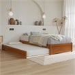 Barcelona Twin XL Wood Panel Platform Bed with Twin XL Trundle in Light Toffee
