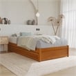 Barcelona Twin XL Wood Panel Platform Bed with Twin XL Trundle in Light Toffee