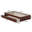 Barcelona Twin Solid Wood Panel Platform Bed with Twin Trundle in Walnut