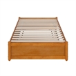 Barcelona Twin Solid Wood Panel Platform Bed with Twin Trundle in Light Toffee