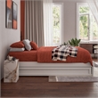 Barcelona Full Solid Wood Panel Platform Bed with Twin Trundle in White