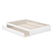 Barcelona Full Solid Wood Panel Platform Bed with Twin Trundle in White