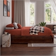 Barcelona Full Solid Wood Panel Platform Bed with Twin Trundle in Walnut