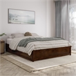 Barcelona Queen Solid Wood Panel Platform Bed with Twin XL Trundle in Walnut