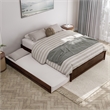 Barcelona Queen Solid Wood Panel Platform Bed with Twin XL Trundle in Walnut