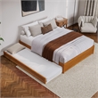 Barcelona Queen Wood Panel Platform Bed with Twin XL Trundle in Light Toffee