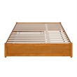 Barcelona Queen Wood Panel Platform Bed with Twin XL Trundle in Light Toffee
