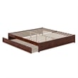 Barcelona King Solid Wood Panel Platform Bed with Twin XL Trundle in Walnut