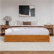 Barcelona King Wood Panel Platform Bed with Twin XL Trundle in Light Toffee