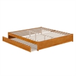 Barcelona King Wood Panel Platform Bed with Twin XL Trundle in Light Toffee