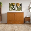 Hamilton Solid Wood Full Murphy Bed Chest w/Mattress and Storage in Light Toffee