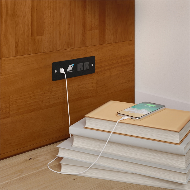 Hamilton Solid Wood Full Murphy Bed Chest w/Mattress and Storage in Light Toffee