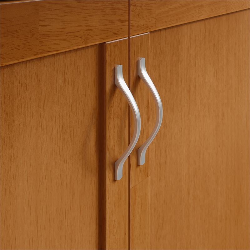 Hamilton Solid Wood Full Murphy Bed Chest w/Mattress and Storage in Light Toffee