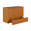 Hamilton Solid Wood Full Murphy Bed Chest w/Mattress and Storage in Light Toffee
