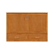 Hamilton Solid Wood Full Murphy Bed Chest w/Mattress and Storage in Light Toffee