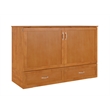 Hamilton Queen Wood Murphy Bed Chest with Mattress and Storage in Light Toffee