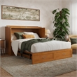 Hamilton Queen Wood Murphy Bed Chest with Mattress and Storage in Light Toffee
