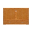 Hamilton Queen Wood Murphy Bed Chest with Mattress and Storage in Light Toffee