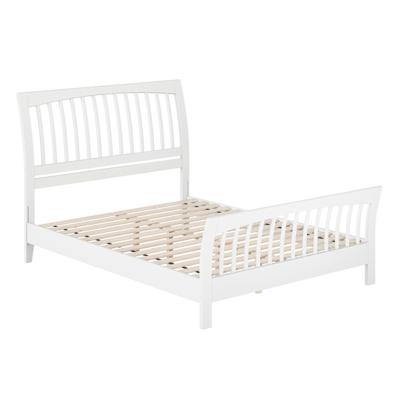 Orleans Queen Wood Low Profile Platform Bed with Matching Footboard in White