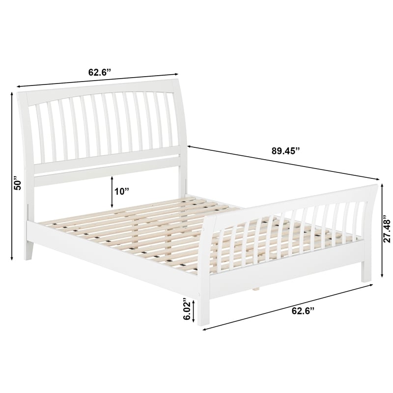 Orleans Queen Wood Low Profile Platform Bed with Matching Footboard in White