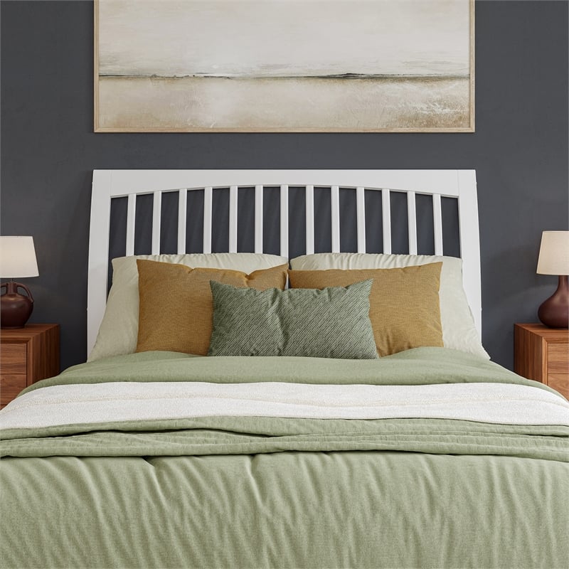 Orleans Queen Wood Low Profile Platform Bed with Matching Footboard in White