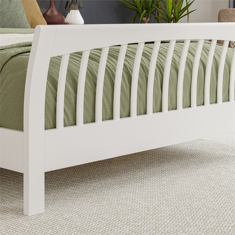 Orleans Queen Wood Low Profile Platform Bed with Matching Footboard in White