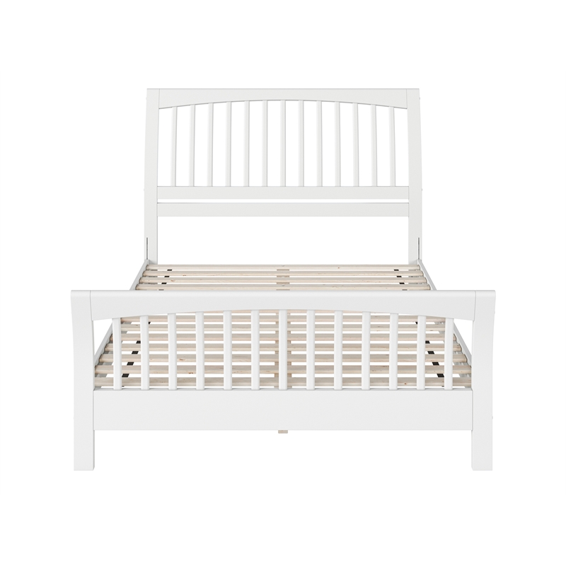 Orleans Queen Wood Low Profile Platform Bed with Matching Footboard in White