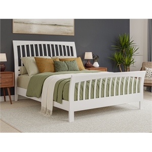 orleans queen wood low profile platform bed with matching footboard in white