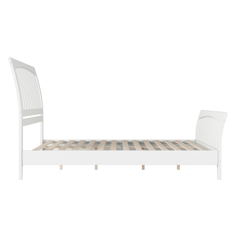 Orleans Queen Wood Low Profile Platform Bed with Matching Footboard in White