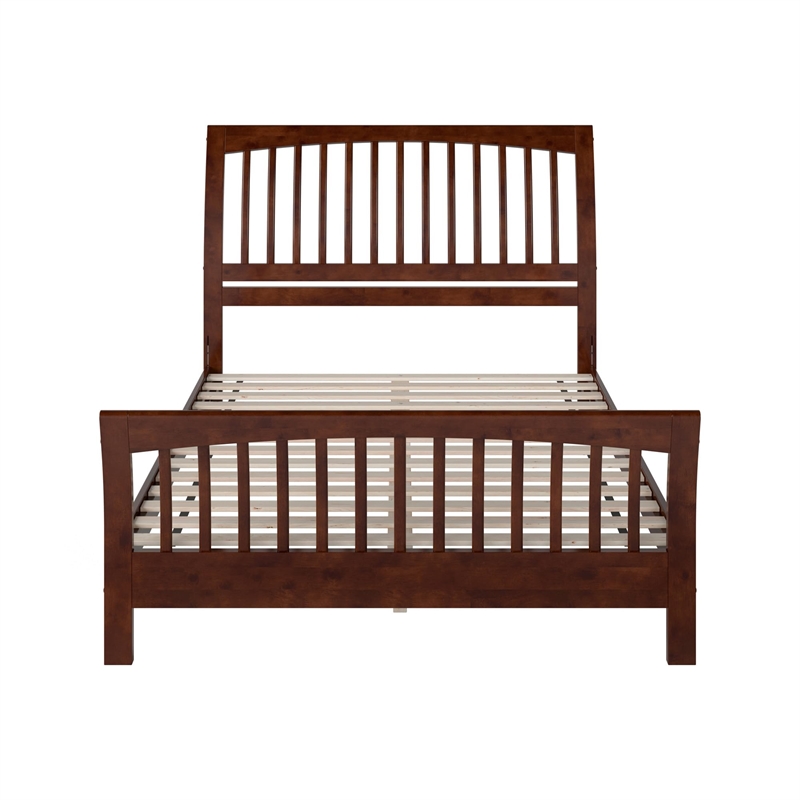Orleans Queen Wood Low Profile Platform Bed with Matching Footboard in Walnut