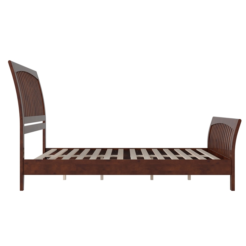 Orleans Queen Wood Low Profile Platform Bed with Matching Footboard in Walnut