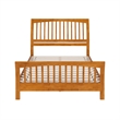 Orleans Queen Wood Low Profile Platform Bed w Matching Footboard in Light Toffee