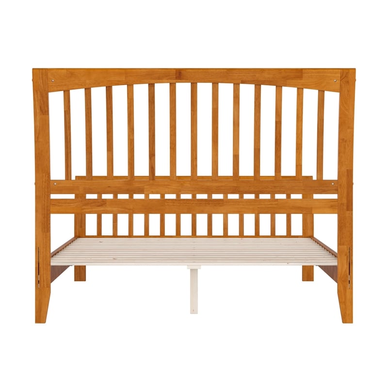 Orleans Queen Wood Low Profile Platform Bed w Matching Footboard in Light Toffee