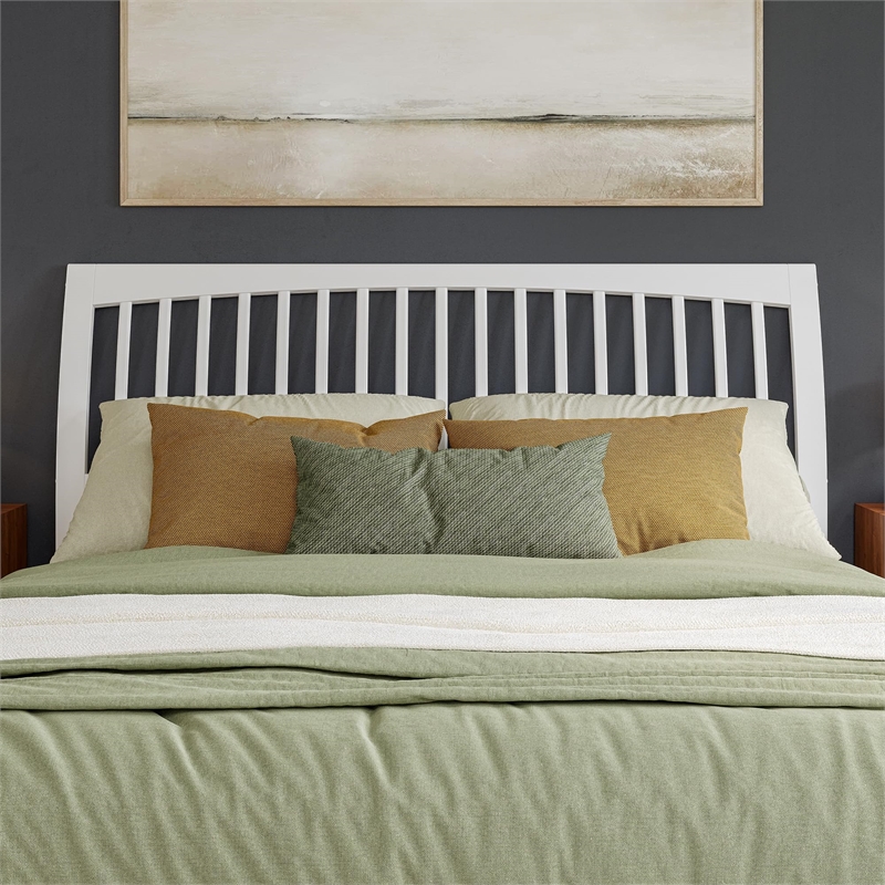 Orleans King Wood Low Profile Platform Bed with Matching Footboard in White