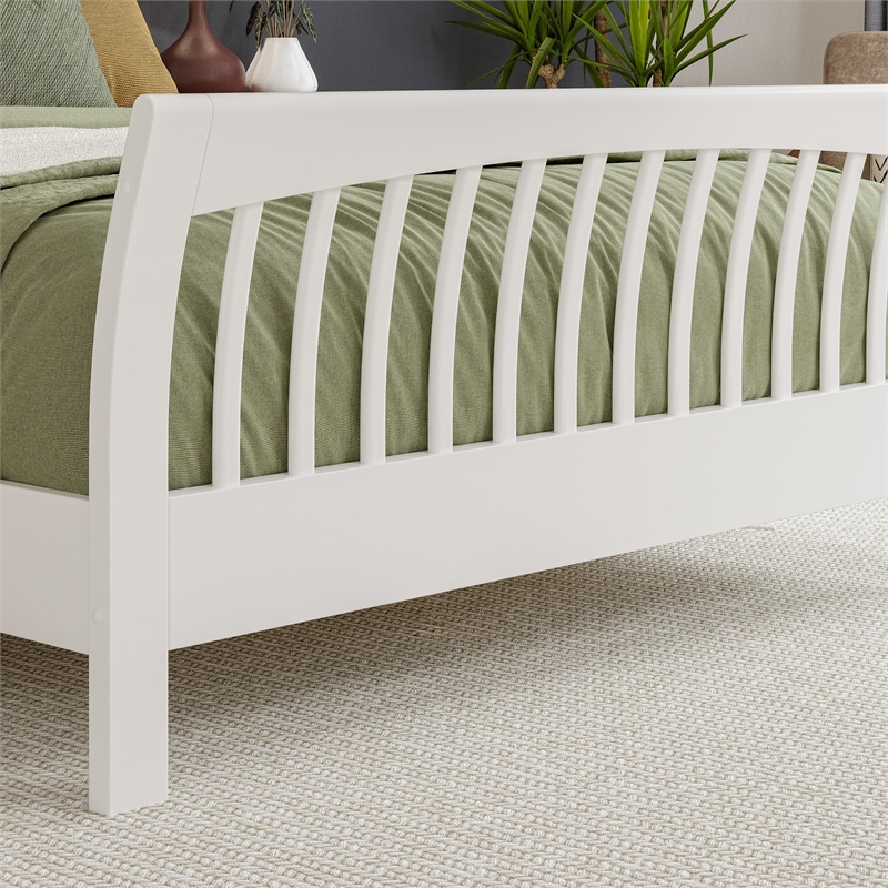 Orleans King Wood Low Profile Platform Bed with Matching Footboard in White