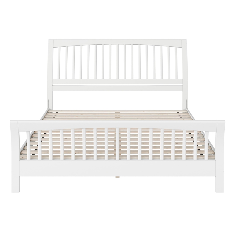 Orleans King Wood Low Profile Platform Bed with Matching Footboard in White