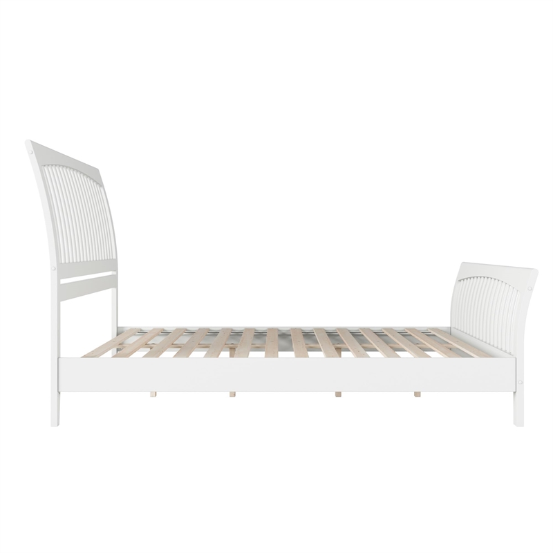 Orleans King Wood Low Profile Platform Bed with Matching Footboard in White