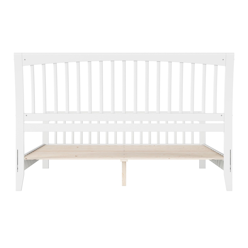 Orleans King Wood Low Profile Platform Bed with Matching Footboard in White